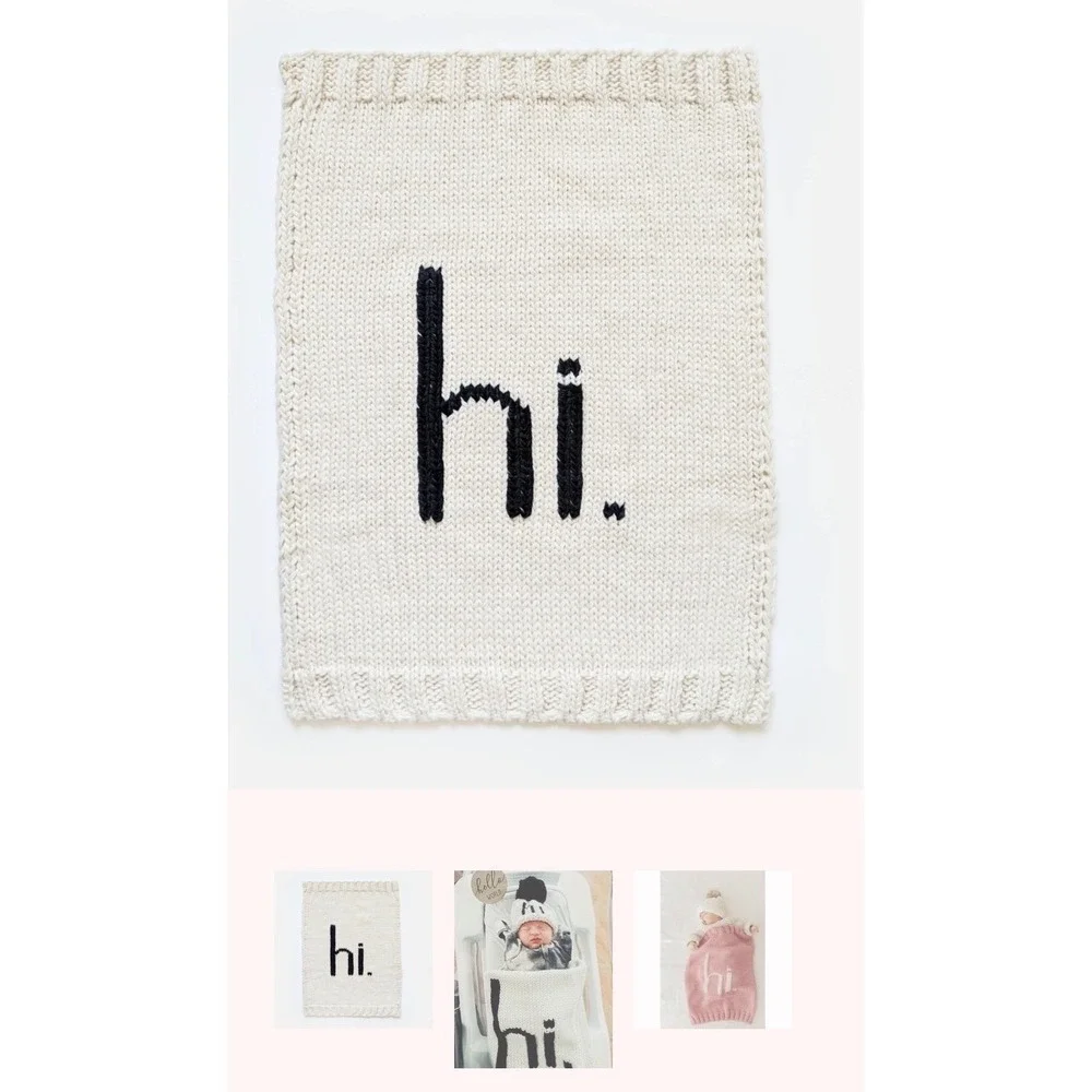 Huggalugs hi. Hand Knit Blanket 18x24